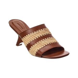 Simkhai Shadow Mule Raffia & Leather Sandal, Sable